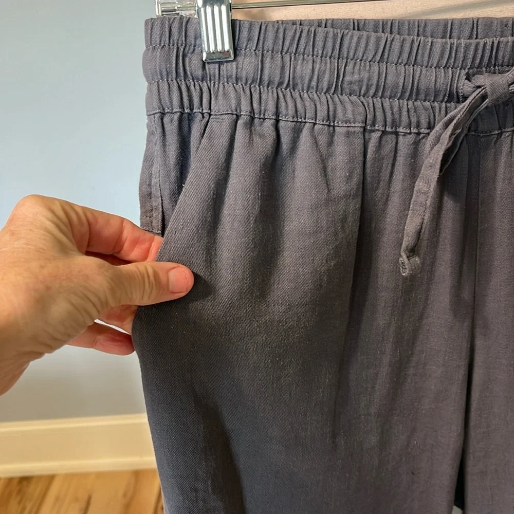 Linen Pants 32 Degrees Cool Elastic Drawstring Lightweight Gray Womens Small